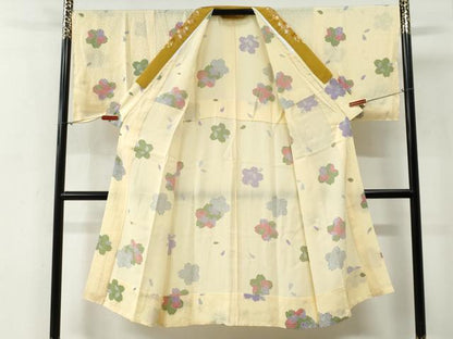 平和屋着物●長襦袢　無双仕立て　舞桜文　半衿刺繍　正絹　逸品　未使用　CABG0481yc