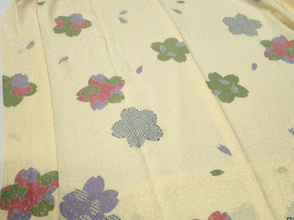 平和屋着物●長襦袢　無双仕立て　舞桜文　半衿刺繍　正絹　逸品　未使用　CABG0481yc