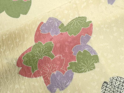 平和屋着物●長襦袢　無双仕立て　舞桜文　半衿刺繍　正絹　逸品　未使用　CABG0481yc