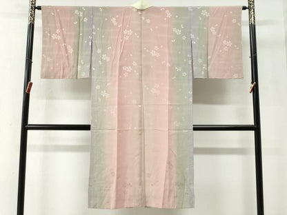 平和屋着物●長襦袢　無双仕立て　舞桜地紋　暈し染め　やまと誂製　半衿刺繍　正絹　逸品　未使用　CABG0484yc