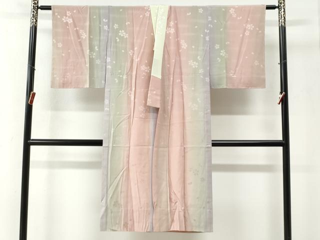 平和屋着物●長襦袢　無双仕立て　舞桜地紋　暈し染め　やまと誂製　半衿刺繍　正絹　逸品　未使用　CABG0484yc