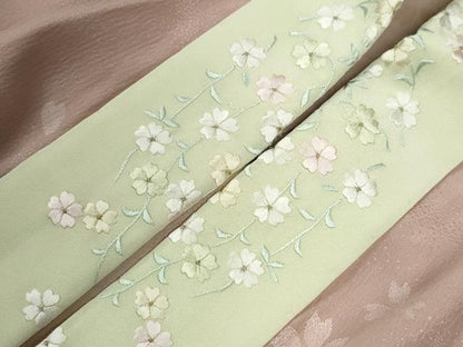 平和屋着物●長襦袢　無双仕立て　舞桜地紋　暈し染め　やまと誂製　半衿刺繍　正絹　逸品　未使用　CABG0484yc