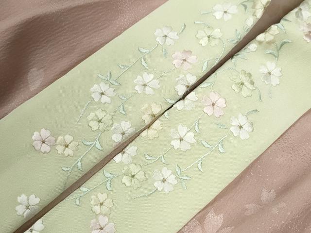 平和屋着物●長襦袢　無双仕立て　舞桜地紋　暈し染め　やまと誂製　半衿刺繍　正絹　逸品　未使用　CABG0484yc