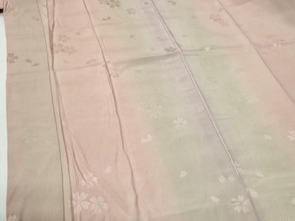 平和屋着物●長襦袢　無双仕立て　舞桜地紋　暈し染め　やまと誂製　半衿刺繍　正絹　逸品　未使用　CABG0484yc