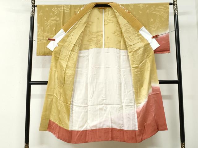 平和屋着物●長襦袢　無双仕立て　エ霞草花地紋　暈し染め　鈴乃屋扱い　半衿刺繍　正絹　逸品　未使用　CABG0489yc