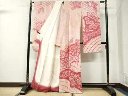 平和屋着物●豪華振袖　総絞り　青海波　桐　正絹　逸品　CABG0492yc