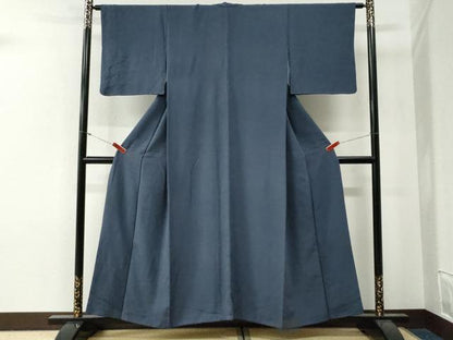 平和屋着物●本加賀友禅作家　寺井英世監修　色無地　紺藍色　正絹　逸品　CABG0493yc