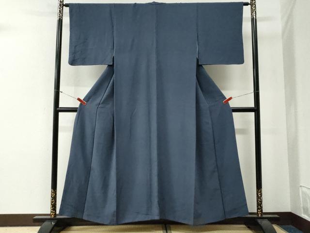 平和屋着物●本加賀友禅作家　寺井英世監修　色無地　紺藍色　正絹　逸品　CABG0493yc