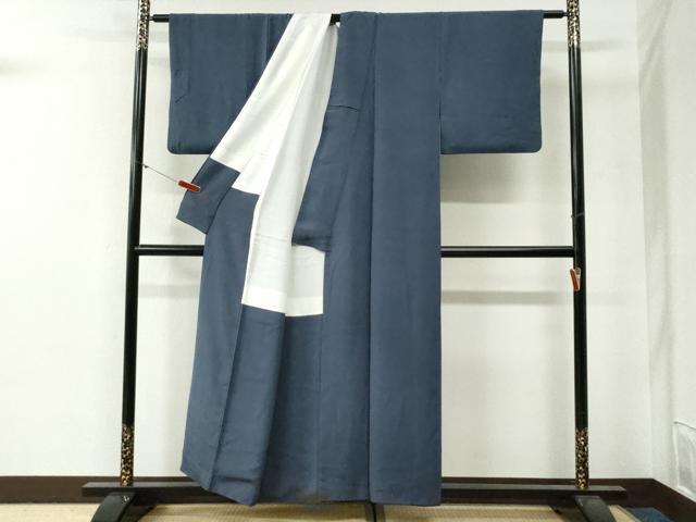 平和屋着物●本加賀友禅作家　寺井英世監修　色無地　紺藍色　正絹　逸品　CABG0493yc