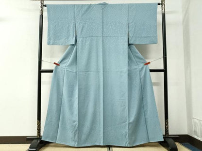 平和屋着物●上質な色無地　花唐草地紋　浅縹色　正絹　逸品　CABG0494yc