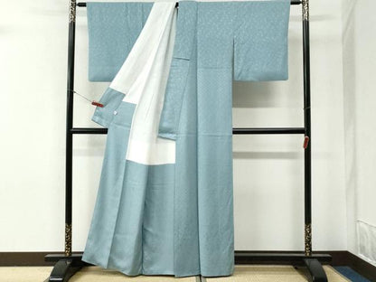 平和屋着物●上質な色無地　花唐草地紋　浅縹色　正絹　逸品　CABG0494yc