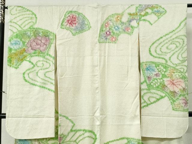平和屋着物●豪華振袖　総絞り　流水地紙草花文　正絹　逸品　CABG0495yc