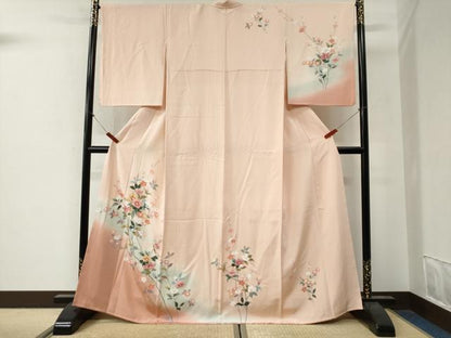 平和屋着物●訪問着　友禅　枝花文　暈し染め　正絹　逸品　CABG0496yc