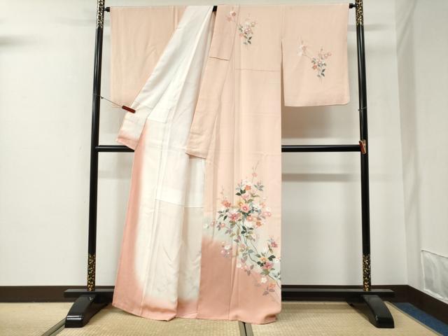 平和屋着物●訪問着　友禅　枝花文　暈し染め　正絹　逸品　CABG0496yc