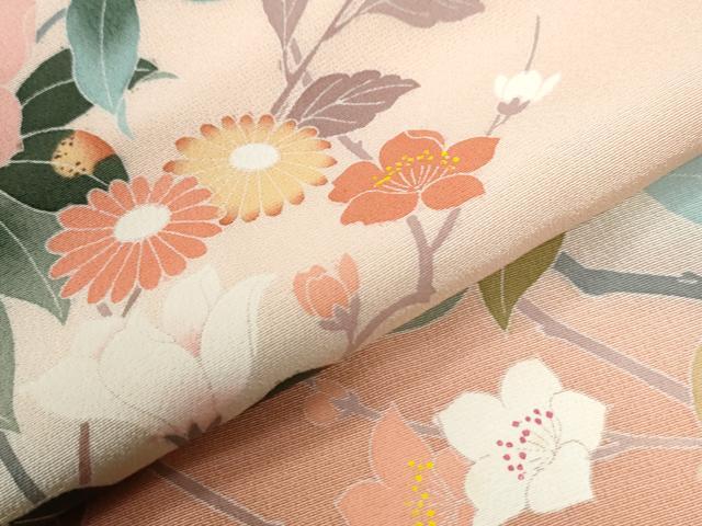 平和屋着物●訪問着　友禅　枝花文　暈し染め　正絹　逸品　CABG0496yc