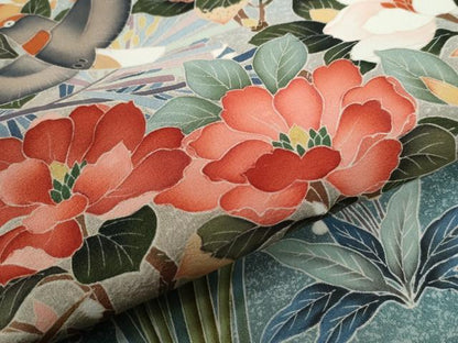 平和屋着物●豪華黒留袖　友禅　作家物　花鳥文　暈し染め　正絹　逸品　CABG0498yc