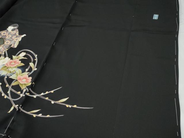 平和屋着物●豪華黒留袖　作家物　人物枝花文　暈し染め　金彩　仮絵羽　正絹　逸品　未使用　CABG0502yc