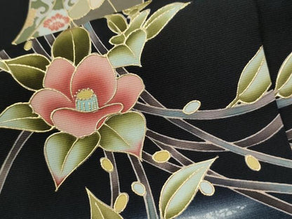 平和屋着物●豪華黒留袖　作家物　人物枝花文　暈し染め　金彩　仮絵羽　正絹　逸品　未使用　CABG0502yc
