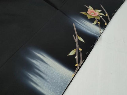 平和屋着物●豪華黒留袖　作家物　人物枝花文　暈し染め　金彩　仮絵羽　正絹　逸品　未使用　CABG0502yc