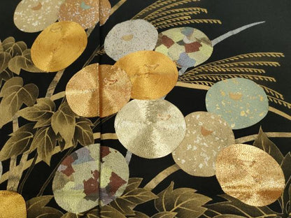 平和屋着物●豪華黒留袖　作家物　駒刺繍　万寿菊　金彩　仮絵羽　正絹　逸品　未使用　CABG0505yc