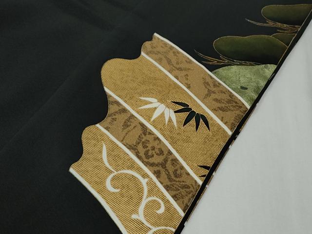 平和屋着物●豪華黒留袖　作家物　駒刺繍　万寿菊　松笹花唐草文　金彩　仮絵羽　正絹　逸品　未使用　CABG0511yc