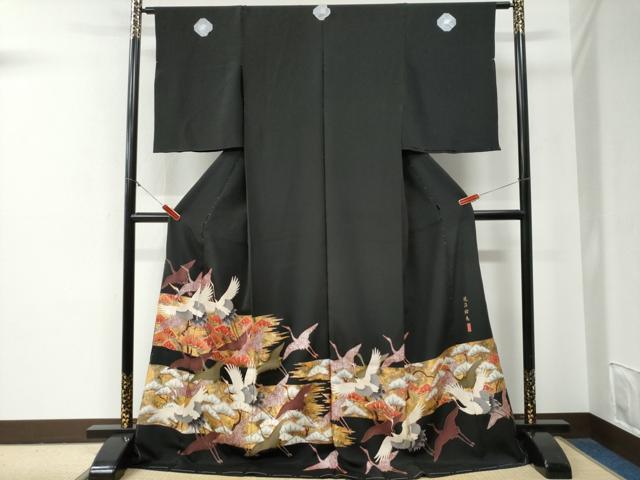 平和屋着物●豪華黒留袖　作家物　焼箔絵巻　金彩　仮絵羽　正絹　逸品　未使用　CABG0512yc