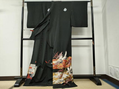 平和屋着物●豪華黒留袖　作家物　焼箔絵巻　金彩　仮絵羽　正絹　逸品　未使用　CABG0512yc