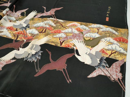 平和屋着物●豪華黒留袖　作家物　焼箔絵巻　金彩　仮絵羽　正絹　逸品　未使用　CABG0512yc