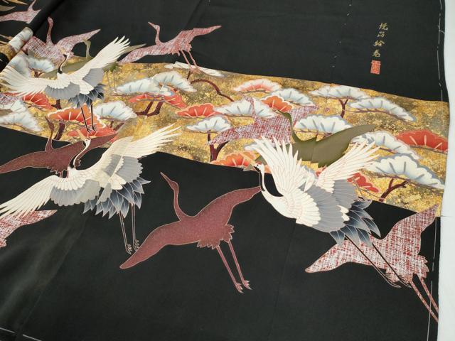 平和屋着物●豪華黒留袖　作家物　焼箔絵巻　金彩　仮絵羽　正絹　逸品　未使用　CABG0512yc