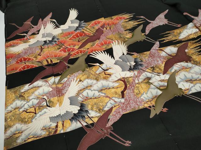 平和屋着物●豪華黒留袖　作家物　焼箔絵巻　金彩　仮絵羽　正絹　逸品　未使用　CABG0512yc