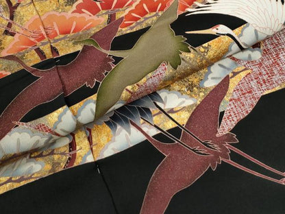 平和屋着物●豪華黒留袖　作家物　焼箔絵巻　金彩　仮絵羽　正絹　逸品　未使用　CABG0512yc