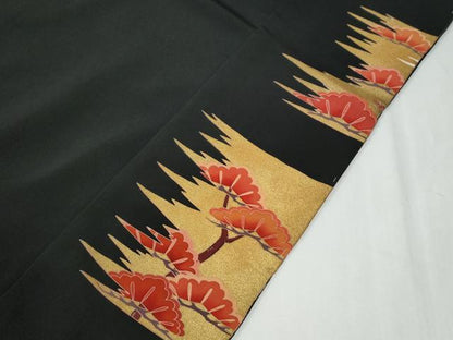 平和屋着物●豪華黒留袖　作家物　焼箔絵巻　金彩　仮絵羽　正絹　逸品　未使用　CABG0512yc
