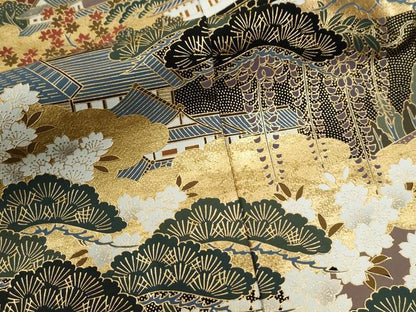 平和屋着物●高級染元　粋峰　林芳夫　京加賀友禅　黒留袖　雲取り遠山風景文　金彩　仮絵羽　正絹　逸品　未使用　CABG0513yc