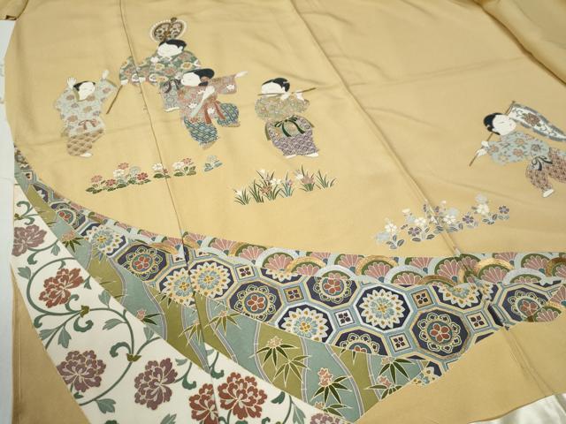 平和屋着物●訪問着　作家物　童子遊び　金彩　仮絵羽　正絹　逸品　未使用　CABG0514yc