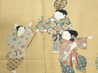 平和屋着物●訪問着　作家物　童子遊び　金彩　仮絵羽　正絹　逸品　未使用　CABG0514yc
