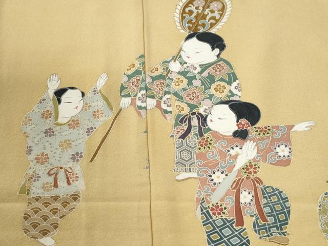 平和屋着物●訪問着　作家物　童子遊び　金彩　仮絵羽　正絹　逸品　未使用　CABG0514yc