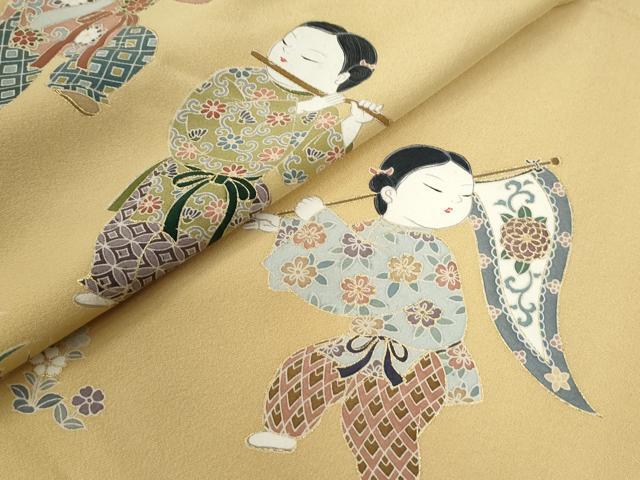 平和屋着物●訪問着　作家物　童子遊び　金彩　仮絵羽　正絹　逸品　未使用　CABG0514yc