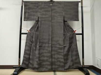 平和屋着物●上質な色無地　霞地紋　丼鼠色　正絹　逸品　未使用　CABG0516yc