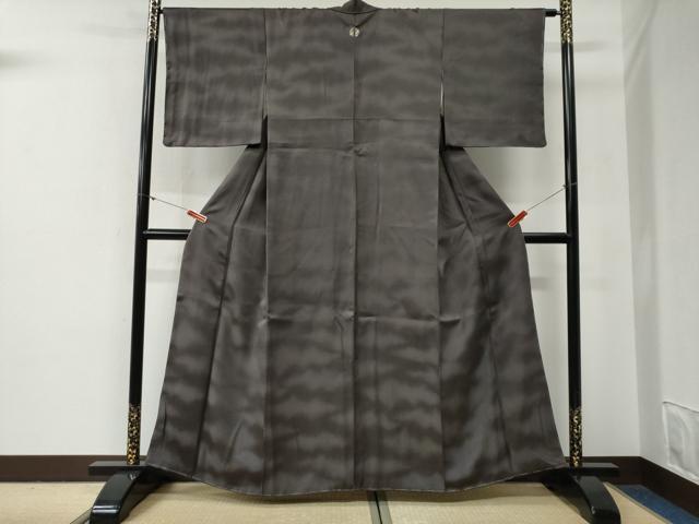 平和屋着物●上質な色無地　霞地紋　丼鼠色　正絹　逸品　未使用　CABG0516yc