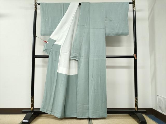 平和屋着物●上質な色無地　舞花弁地紋　藍白色　正絹　逸品　未使用　CABG0520yc