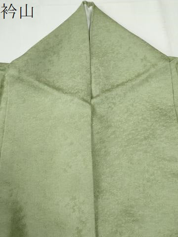 平和屋着物●上質な色無地　吉祥地紋　柳色　正絹　逸品　CABG0525yc