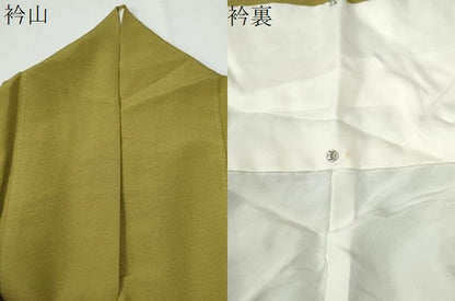 平和屋着物●上質な色無地　菜種油色　正絹　逸品　CABG0526yc