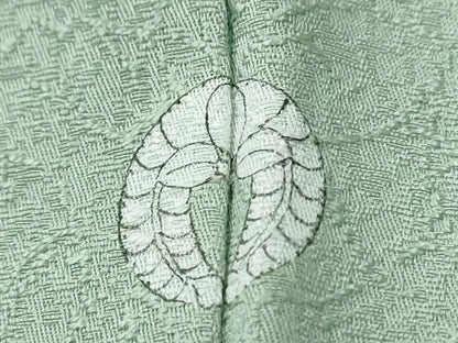 平和屋着物●上質な色無地　吉祥地紋　山葵色　正絹　逸品　CABG0527yc