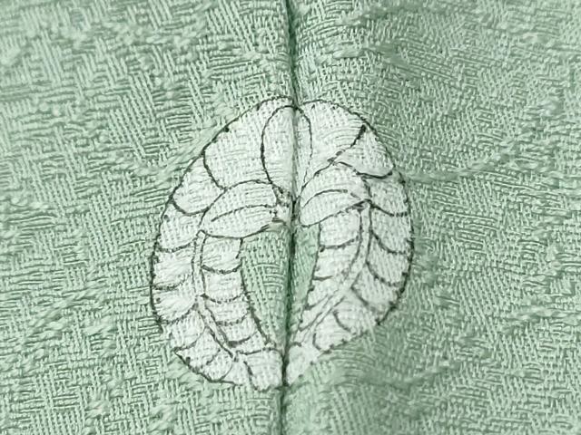 平和屋着物●上質な色無地　吉祥地紋　山葵色　正絹　逸品　CABG0527yc