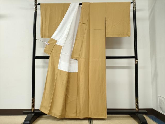 平和屋着物●上質な色無地　飴色　正絹　逸品　CABG0534yc