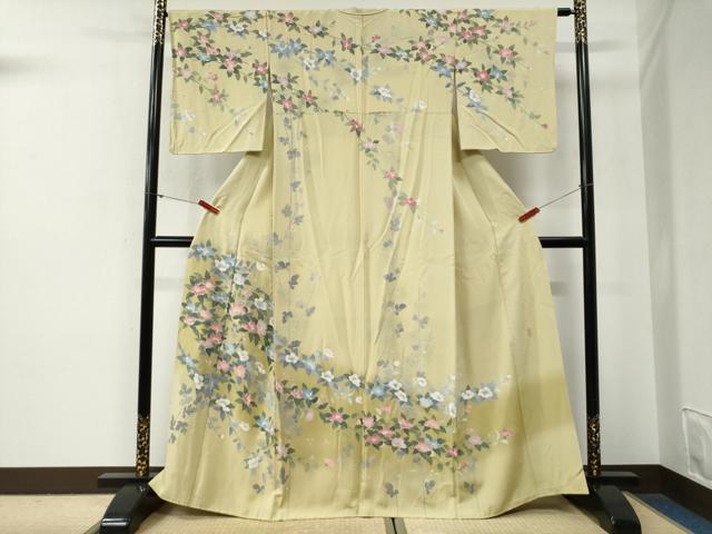 平和屋着物●訪問着　友禅　作家物　枝花文　暈し染め　正絹　逸品　CABG0536yc