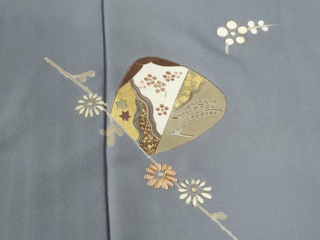 平和屋着物●訪問着　駒刺繍　貝合わせ枝花文　金彩　正絹　逸品　CABG0538yc