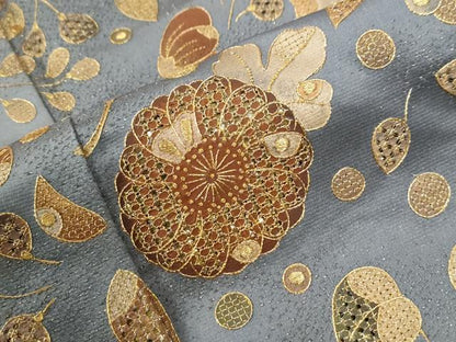 平和屋着物●中国三大刺繍　スワトウ刺繍　訪問着　辻が花　暈し染め　金通し地　正絹　逸品　CABG0541yc