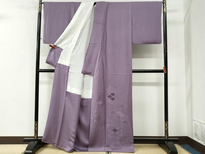 平和屋着物●色留訪問着　青海波花地紋　浅紫色　正絹　逸品　CABG0542yc