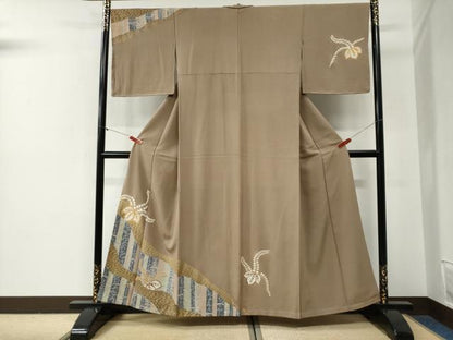 平和屋着物●訪問着　竹並び吉祥桐文　金彩　正絹　逸品　CABG0544yc